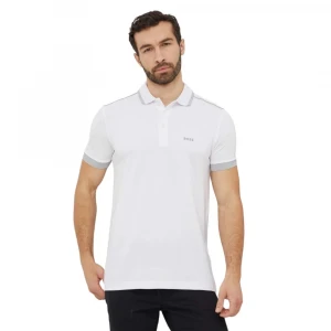 Поло Boss Cotton-Piqué Polo Shirt with Contrast Stripes and Logo