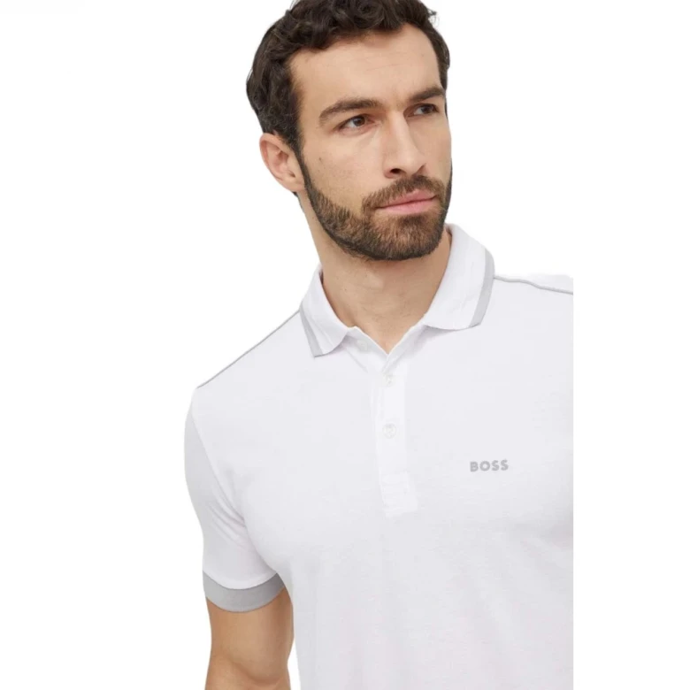 Поло Boss Cotton-Piqué Polo Shirt with Contrast Stripes and Logo 2