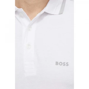 Поло Boss Cotton-Piqué Polo Shirt with Contrast Stripes and Logo 3