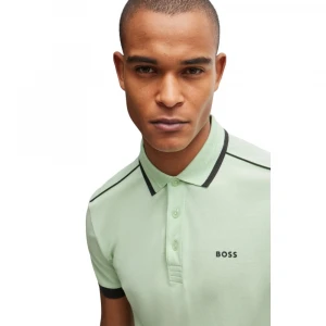 Поло Boss Cotton-Piqué Polo Shirt with Contrast Stripes and Logo 2