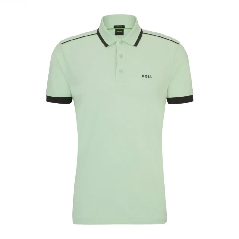 Поло Boss Cotton-Piqué Polo Shirt with Contrast Stripes and Logo