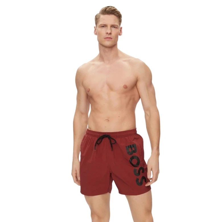 Шорты Boss Vertical-Logo-Print Swim Shorts in Quick-Dry Poplin 0