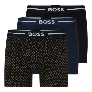 Нижнее Бельё Boss Basic Logo Graphic Boxer Shorts Black Blue White