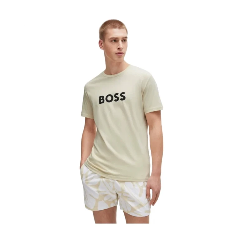 Футболка Boss Camiseta Regular Fit de Punto de Algodón con Logo Estampado