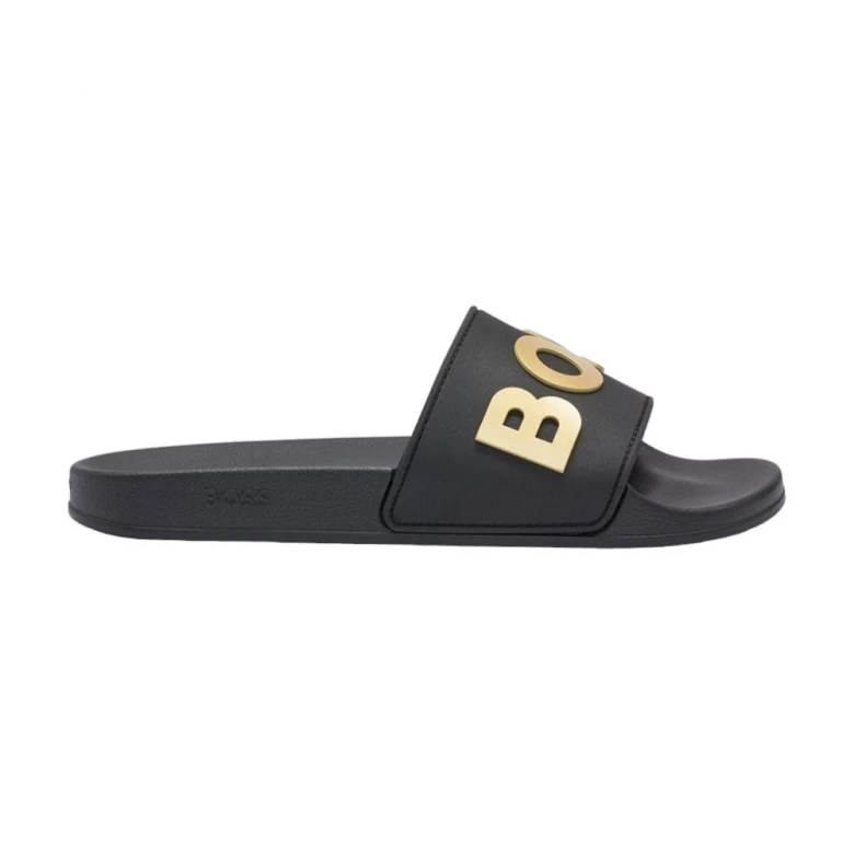 Шлепки Boss Heren Slippers Zwart Kirk Slide