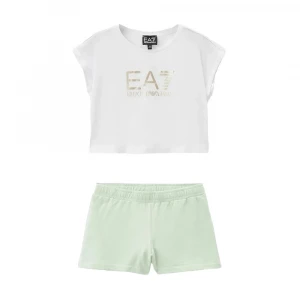 Костюм Emporio Armani Set Kids-Junior T-shirt e Shorts Shiny Girl Bianco