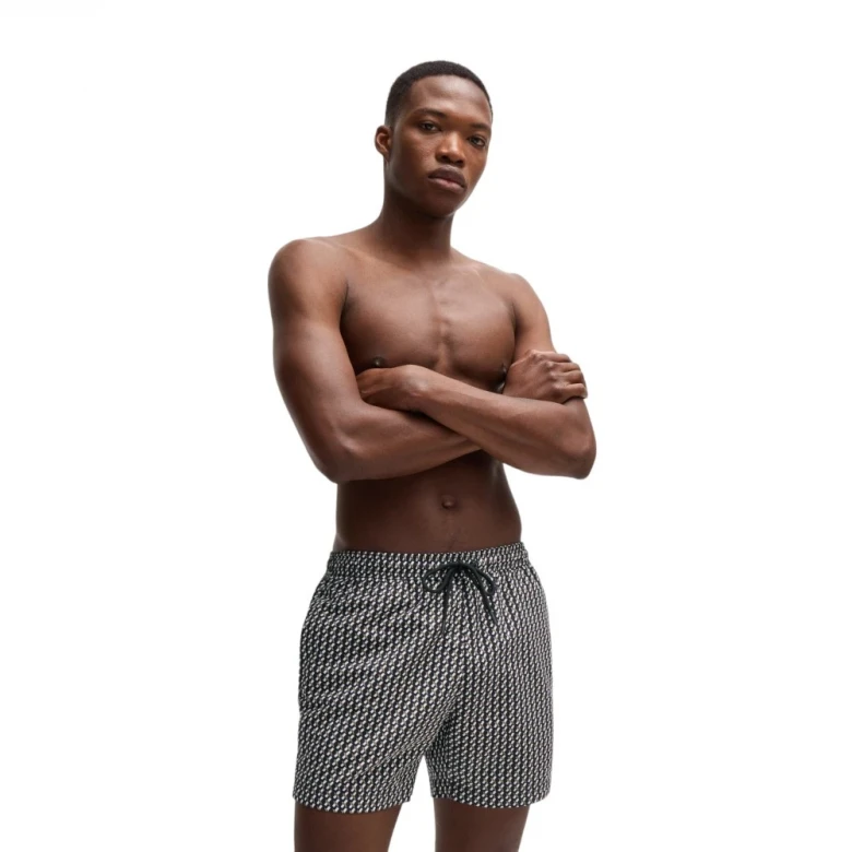 Шорты Boss Logo-Label Swim Shorts with Seasonal Pattern