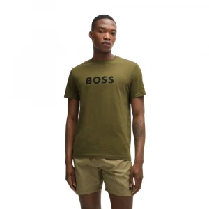 Футболка Boss Camiseta Regular Fit de Punto de Algodón con Logo Estampado