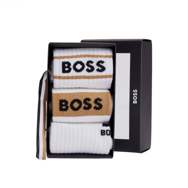 Носки Boss Three-pack Of Short Cotton-blend Socks With Logos 0