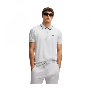 Поло Boss Stretch-Cotton Polo Shirt With Contrast Stripes