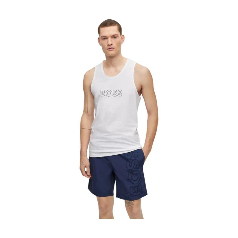 Майка Boss Tank Top In Cotton Jersey With Outline Logo