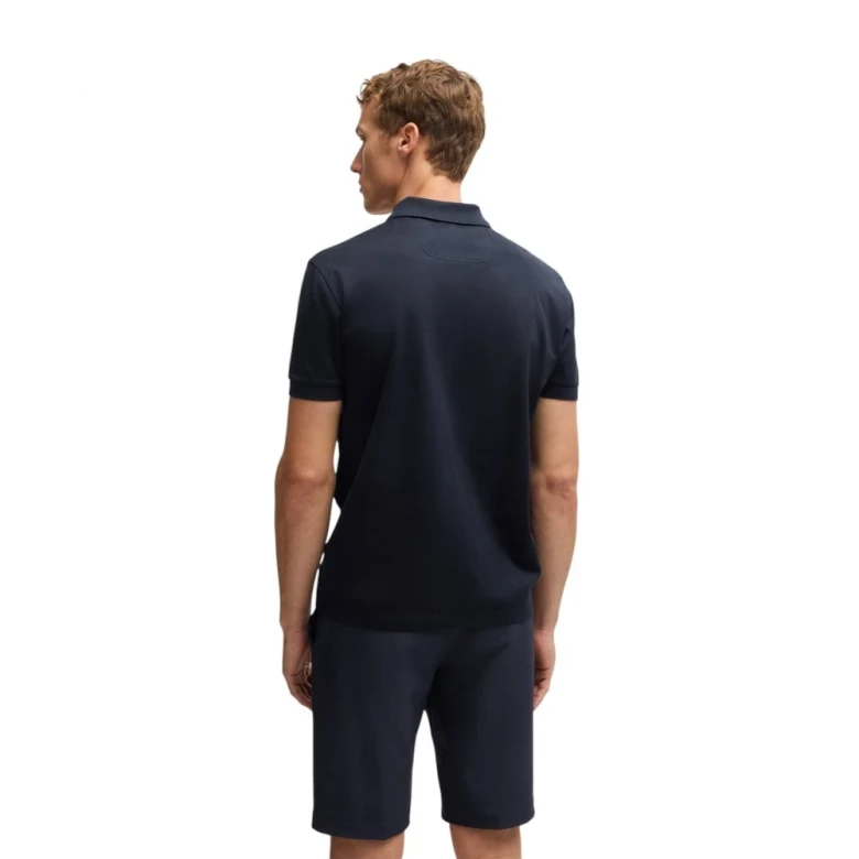 Поло Boss Structured-Cotton Polo Shirt With Zip Neck 1