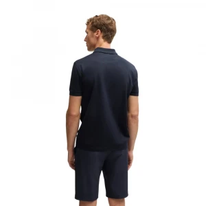 Поло Boss Structured-Cotton Polo Shirt With Zip Neck 1