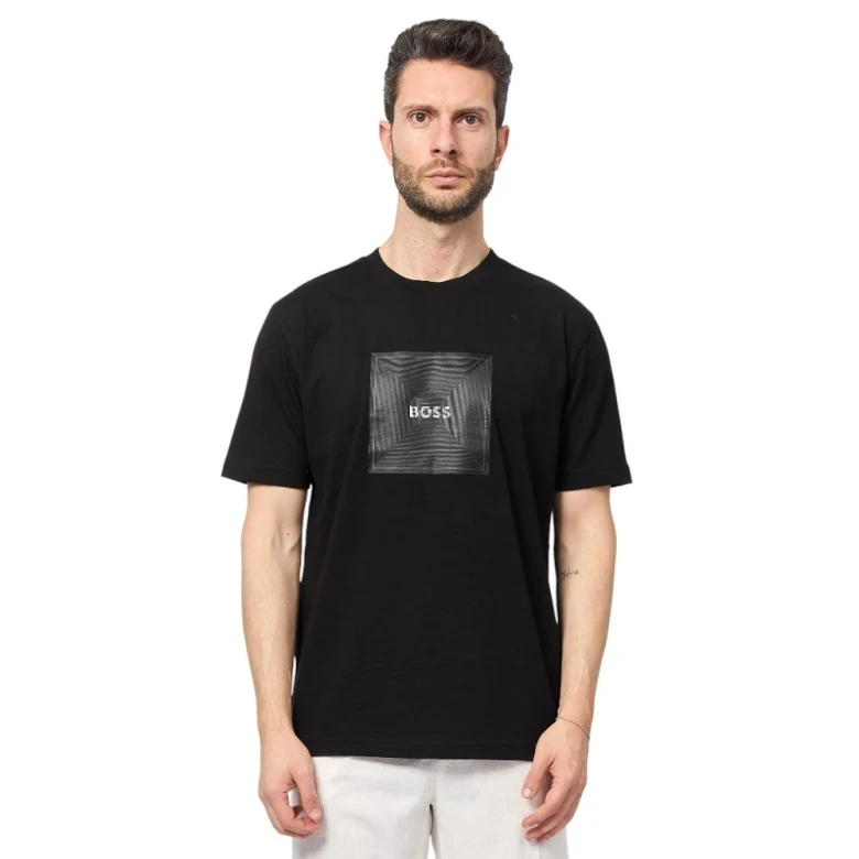 Футболка Boss Cotton-Jersey T-Shirt With Fineline Logo Artwork 1