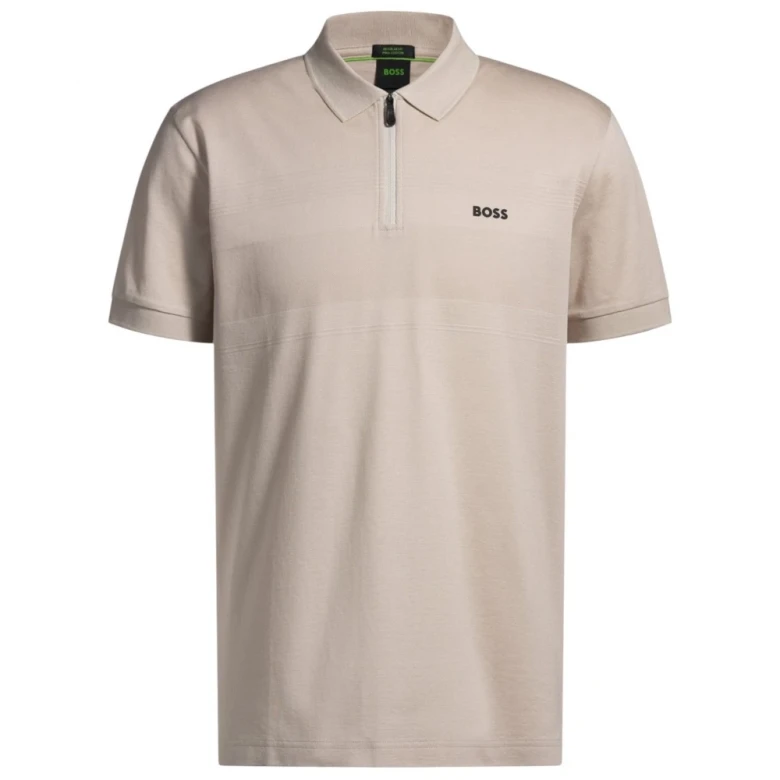 Поло Boss Structured-Cotton Polo Shirt With Zip Neck 4