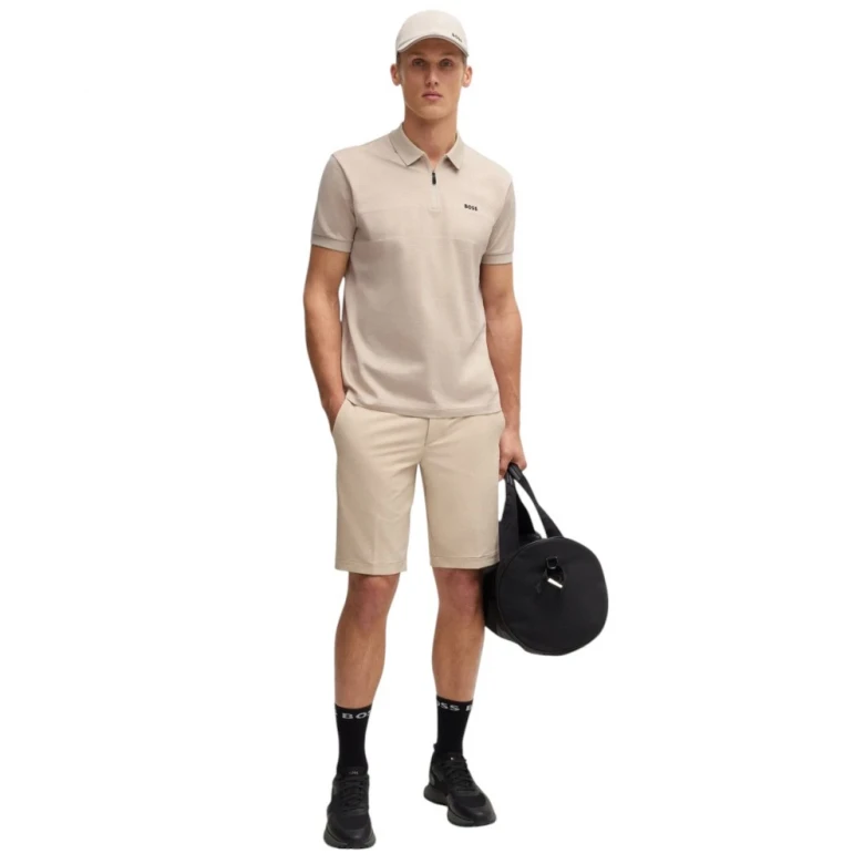 Поло Boss Structured-Cotton Polo Shirt With Zip Neck 2