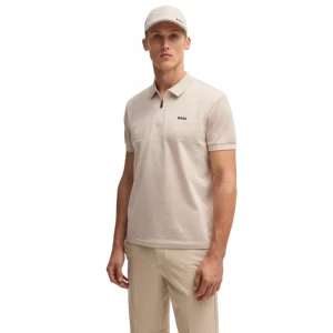 Поло Boss Structured-Cotton Polo Shirt With Zip Neck