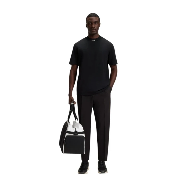 Boss Relaxed-Fit T-Shirt In Stretch Cotton With Logo Collar Futbolkasi