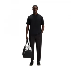 Boss Relaxed-Fit T-Shirt In Stretch Cotton With Logo Collar Futbolkasi