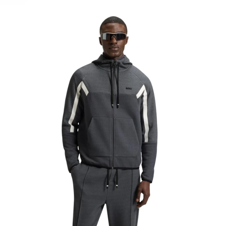 Толстовка Boss Regular-Fit Zip-Up Hoodie In Quilted Jacquard