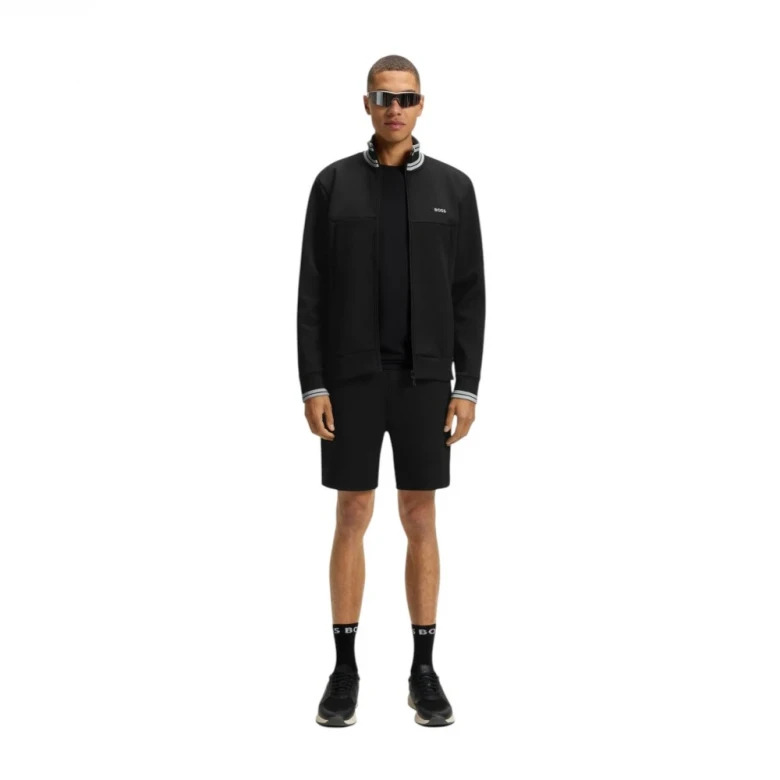 Кофта Boss Cotton-Blend Zip-Up Sweatshirt With Striped Trims 2