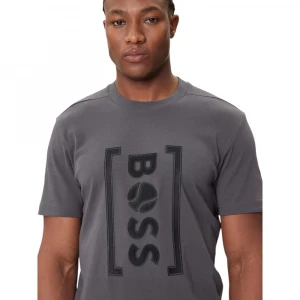 Boss Relaxed-Fit T-Shirt With Tennis-Inspired Mesh-Print Logo Futbolkasi 3