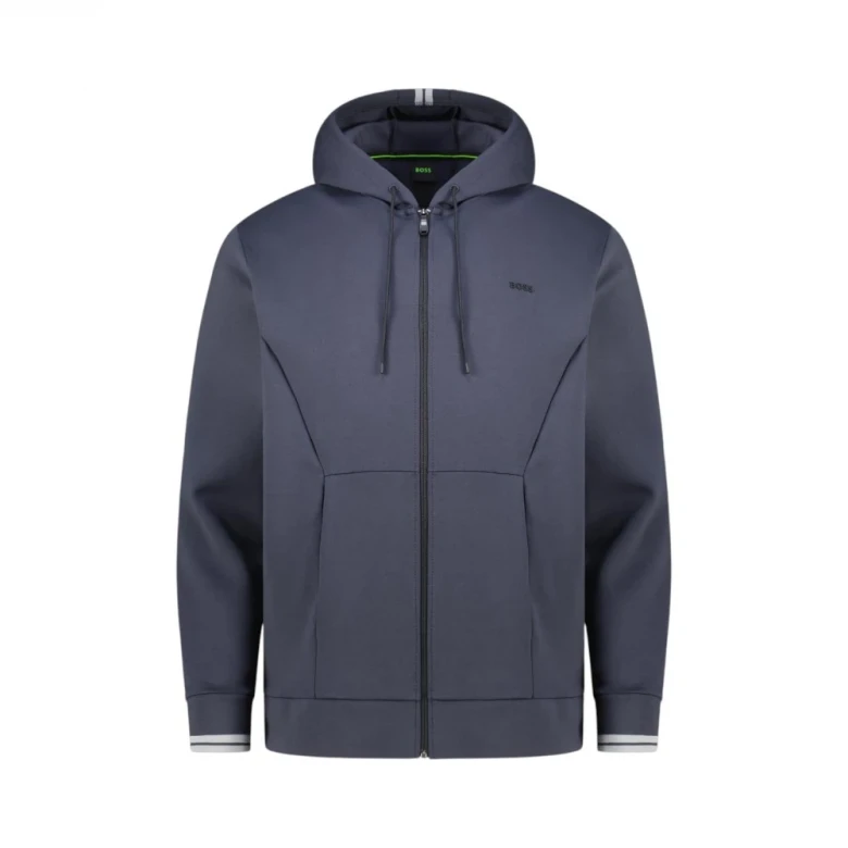 Толстовка Boss Cotton-Blend Zip-Up Hoodie With Stripe Details