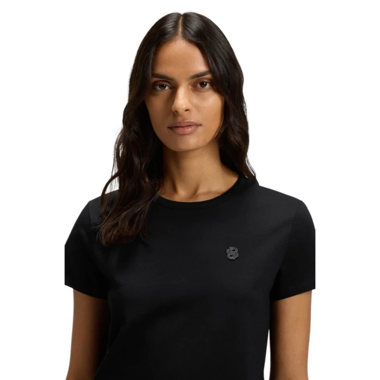 Boss Slim-Fit Mercerised-Cotton T-Shirt With Double B Monogram Futbolkasi 1