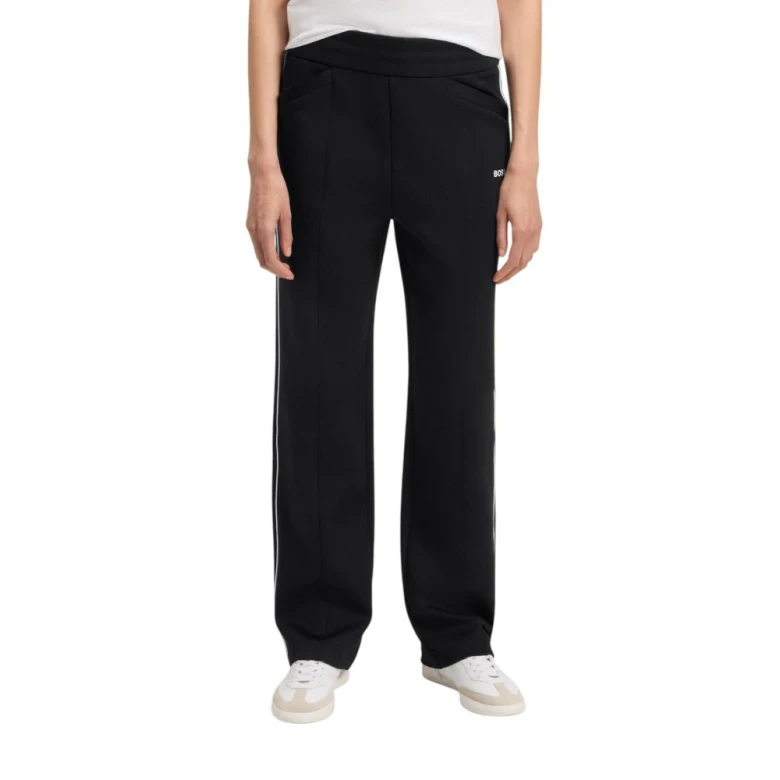 Брюки Boss Straight-Fit Tracksuit Bottoms With Contrast Logo And Piping