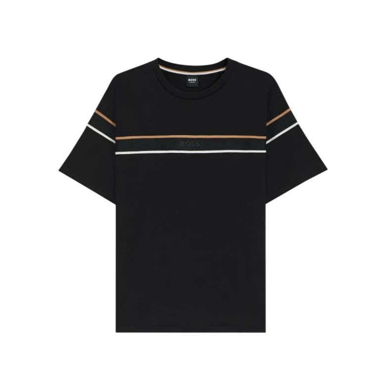 Boss Cotton-Jersey T-Shirt With Tape Trims Futbolkasi 4