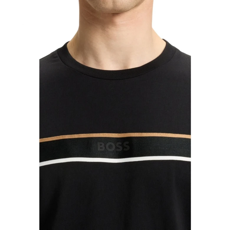 Boss Cotton-Jersey T-Shirt With Tape Trims Futbolkasi 3