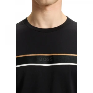 Boss Cotton-Jersey T-Shirt With Tape Trims Futbolkasi 3