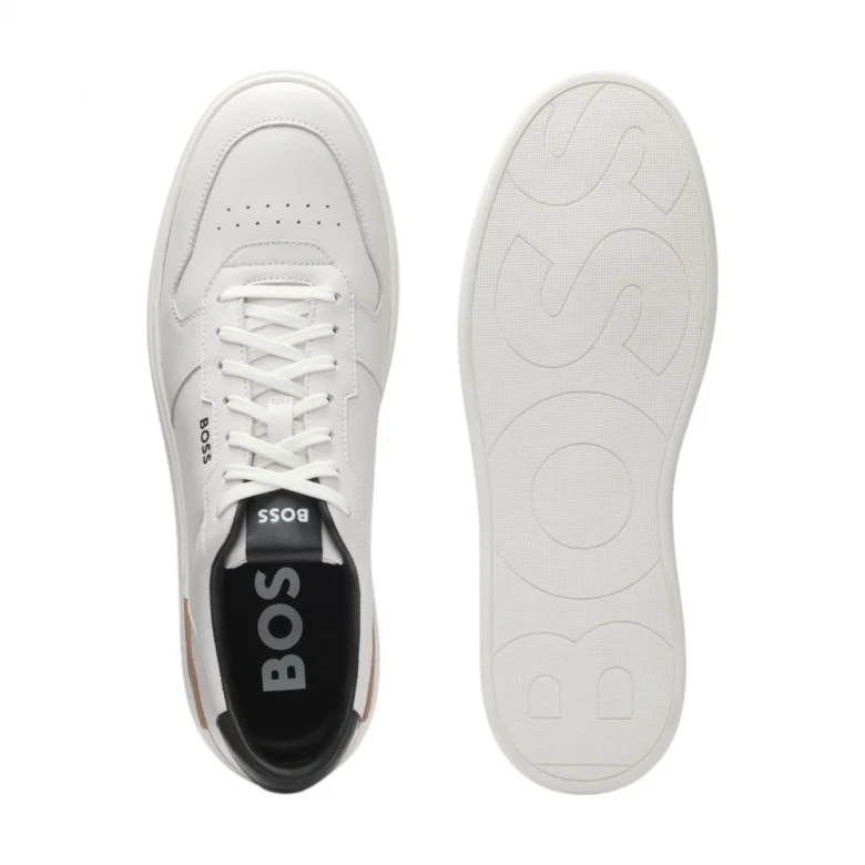 Boss Leather Trainers With Signature-Stripe Details Kеdylari 3