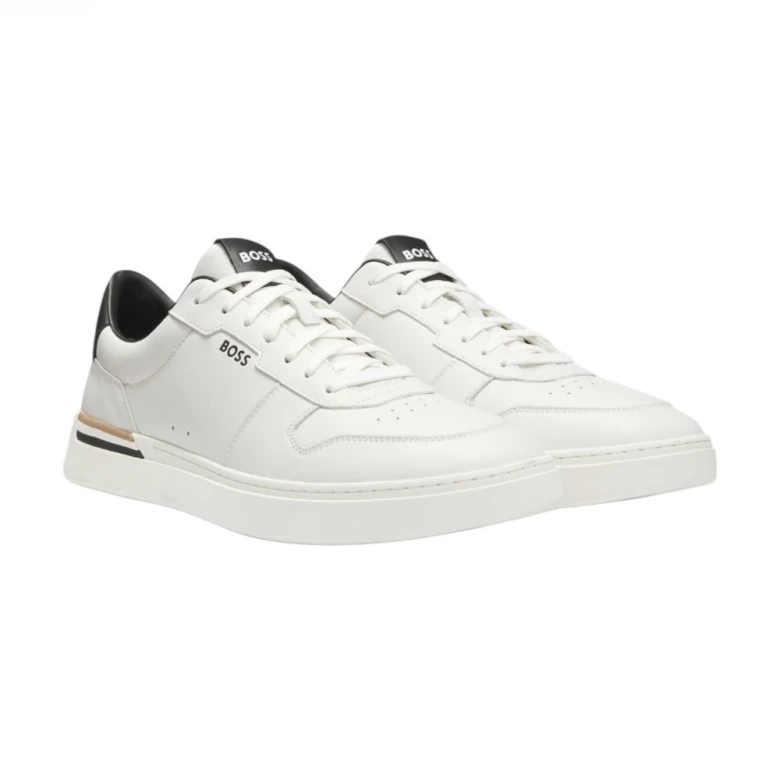Boss Leather Trainers With Signature-Stripe Details Kеdylari 1