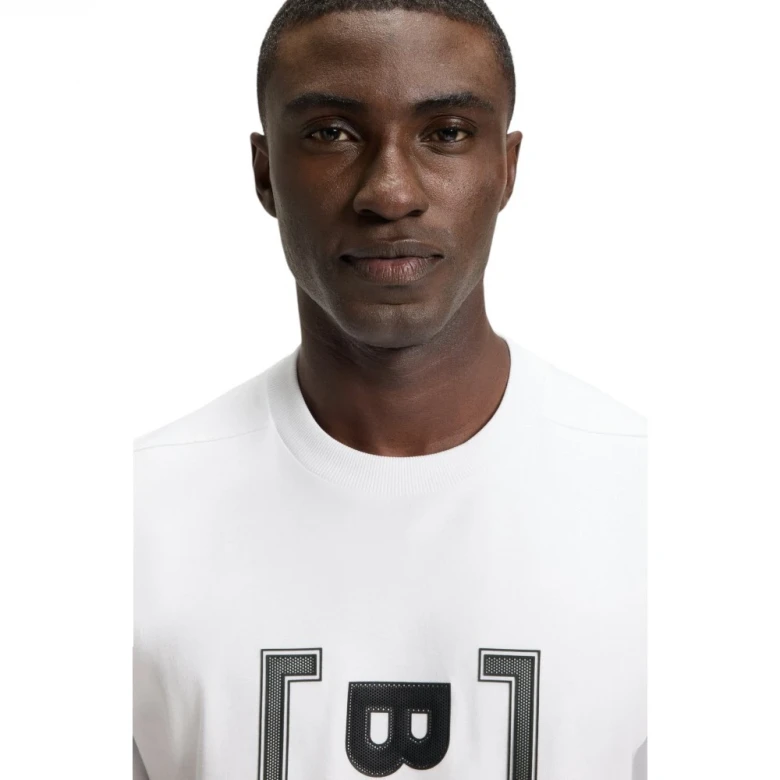 Relaxed-Fit T-Shirt With Tennis-Inspired Mesh-Print Logo 1