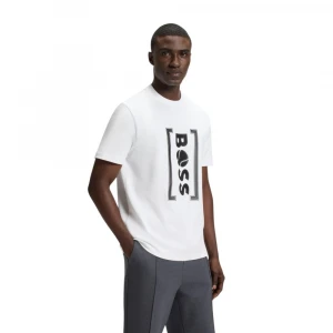 Relaxed-Fit T-Shirt With Tennis-Inspired Mesh-Print Logo