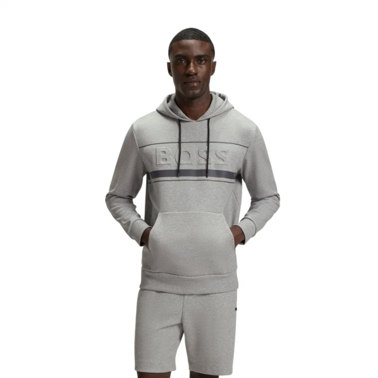 Худи Boss Cotton-Blend Hoodie With Stripe Details