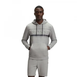 Худи Boss Cotton-Blend Hoodie With Stripe Details
