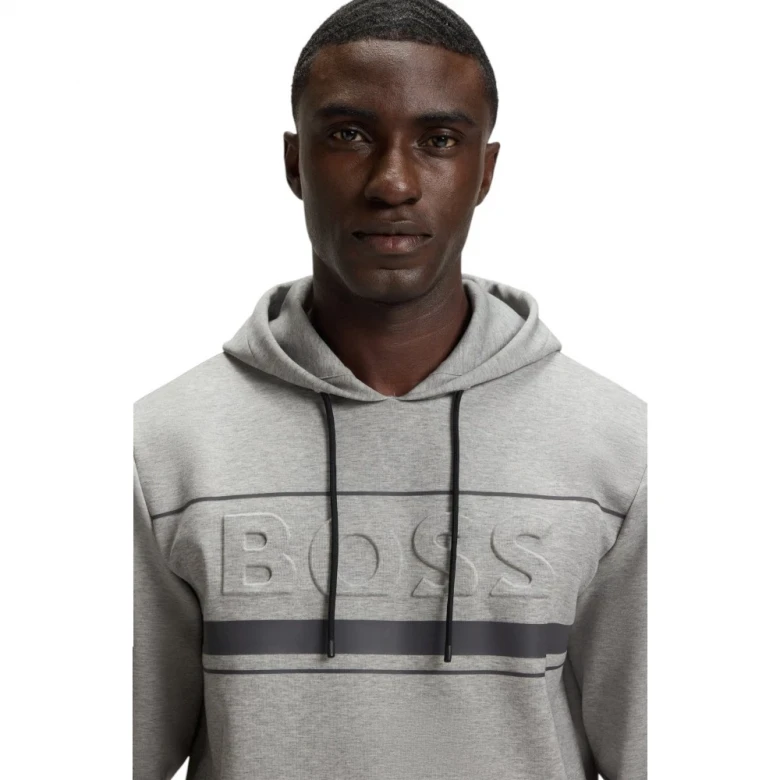 Худи Boss Cotton-Blend Hoodie With Stripe Details 1