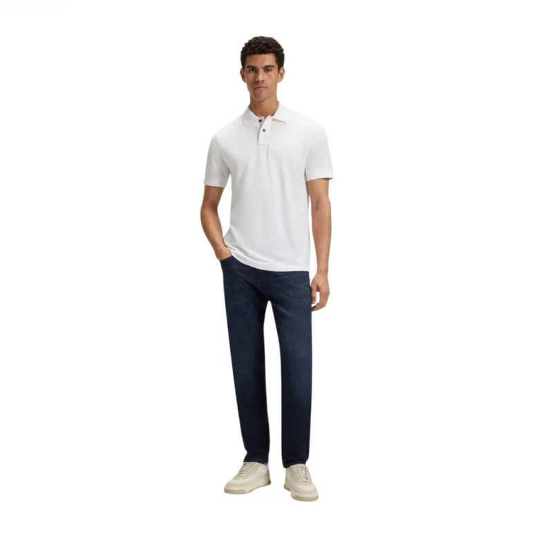 Джинсы Boss Tapered-Fit Jeans In Blue Comfort-Stretch Denim 2