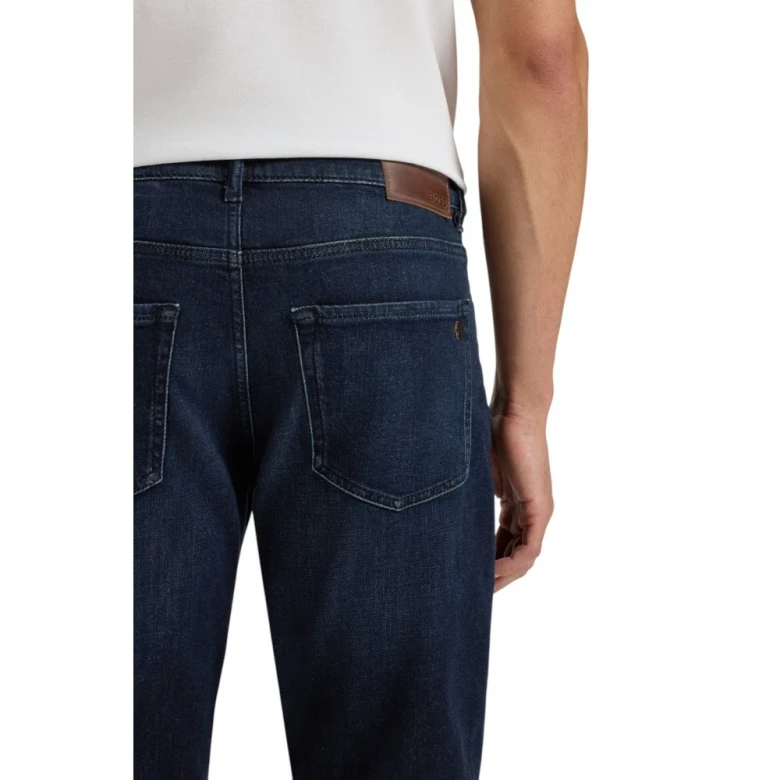 Джинсы Boss Tapered-Fit Jeans In Blue Comfort-Stretch Denim 1