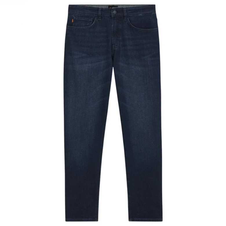 Джинсы Boss Tapered-Fit Jeans In Blue Comfort-Stretch Denim 4