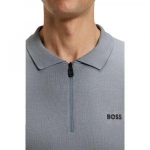 Поло Boss Zip-Neck Knit Polo Sweater In Cotton 1