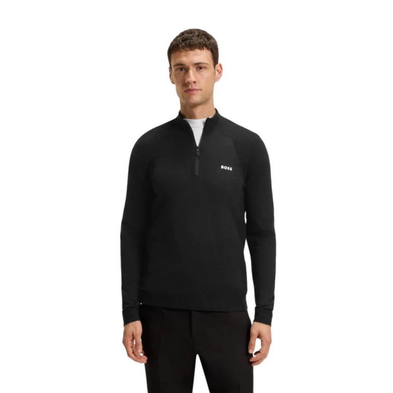 Кофта Boss Cotton-Blend Sweater With Quarter Zip And Body-Mapping