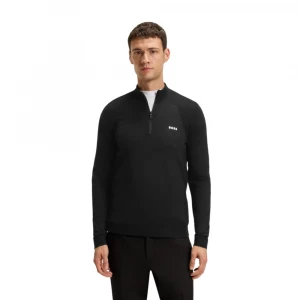Кофта Boss Cotton-Blend Sweater With Quarter Zip And Body-Mapping