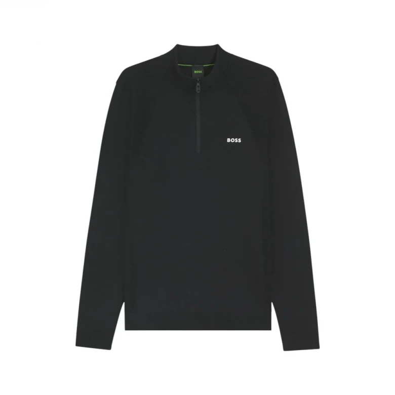 Кофта Boss Cotton-Blend Sweater With Quarter Zip And Body-Mapping 4