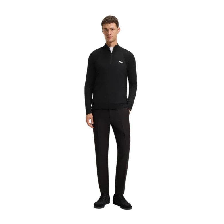 Кофта Boss Cotton-Blend Sweater With Quarter Zip And Body-Mapping 2