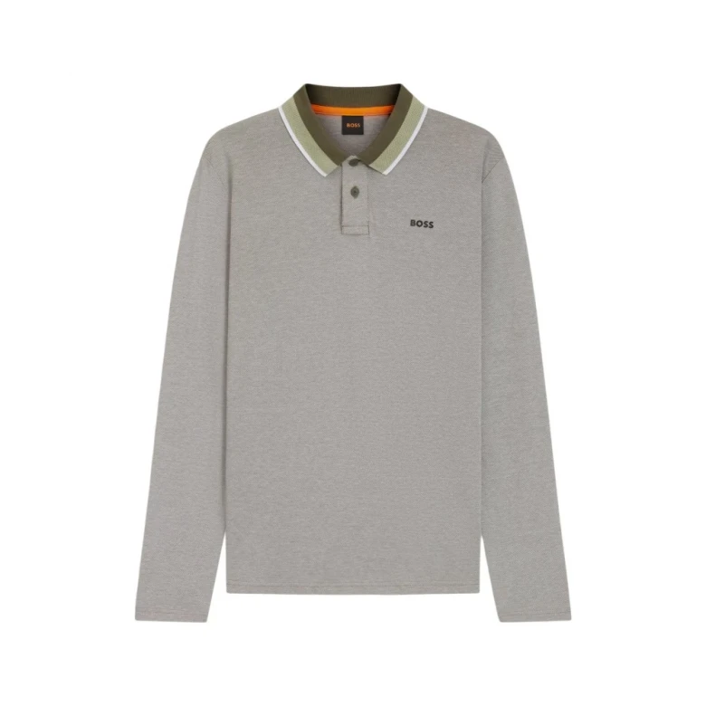 Поло Boss Shirt In Cotton Piqué With Striped Collar 4