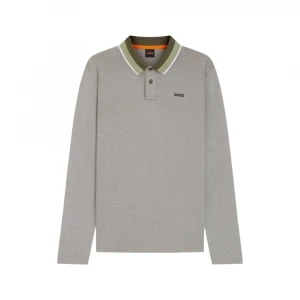 Поло Boss Shirt In Cotton Piqué With Striped Collar 4