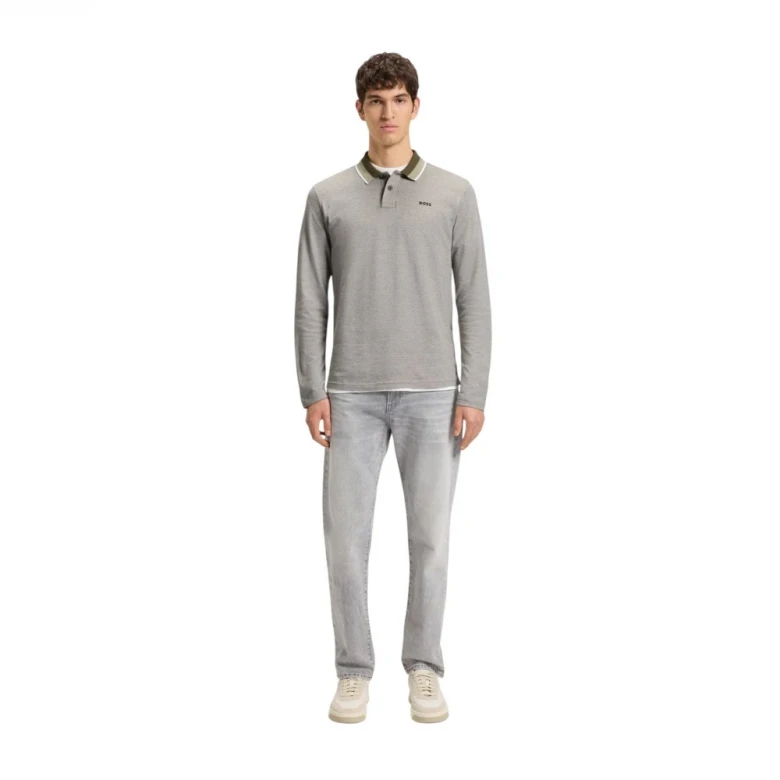 Поло Boss Shirt In Cotton Piqué With Striped Collar 2